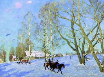 行進の太陽 1915 年 コンスタンティン ユオンの冬の風景 Oil Paintings